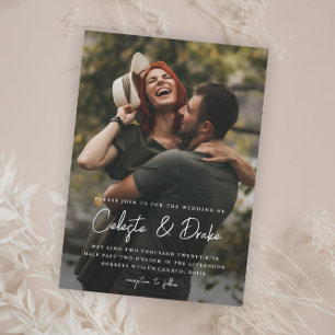 Papier Budget Modern Script Faire-part de mariage photo
