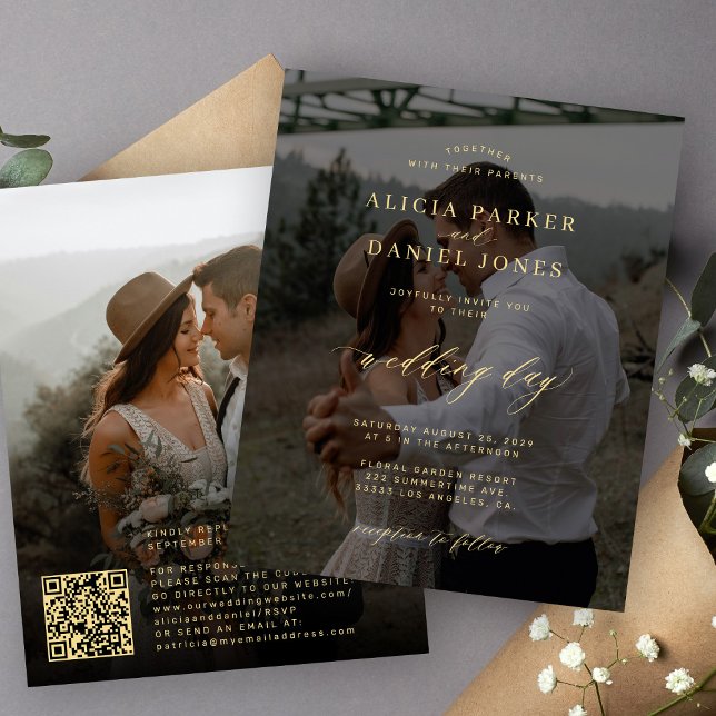 Papier Budget moderne 2 photo code QR faire-part de maria (Créateur téléchargé)