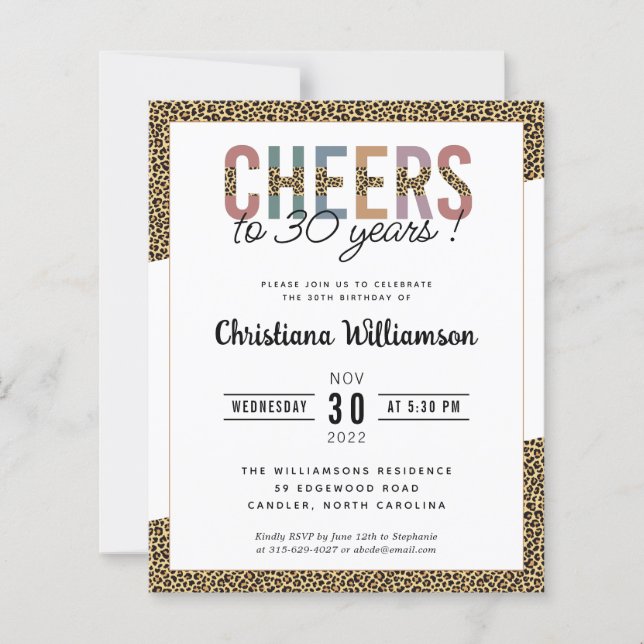 Papier Budget moderne 30e anniversaire Empreinte de léopa (Devant)