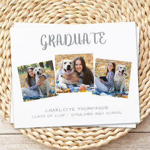 Papier Budget Moderne 3 Photo Graduation Invitation