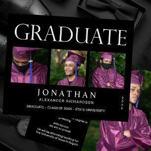 Papier Budget Moderne 4 Photo Graduation Faire-part -B