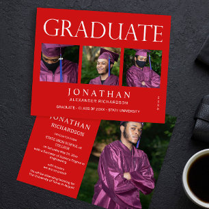 Papier Budget Moderne 4 Photo Graduation Faire-part -R
