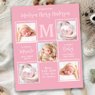 Papier Budget Moderne 5 Photo Collage Bébé Fille Merci