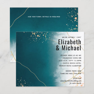 Papier BUDGET Moderne Abstrait mariage Turquoise or Invit