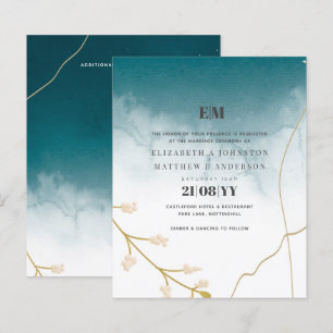 Papier BUDGET Moderne Abstrait mariage Turquoise or Invit