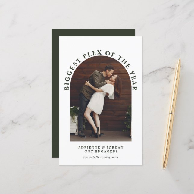 Papier Budget Moderne Arch Photo Fiançailles Faire-part (Devant/Arrière en situation)