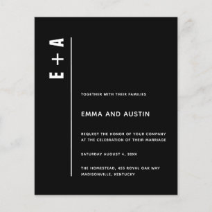 Papier Budget moderne Black Bold Initiales Mariage Invita