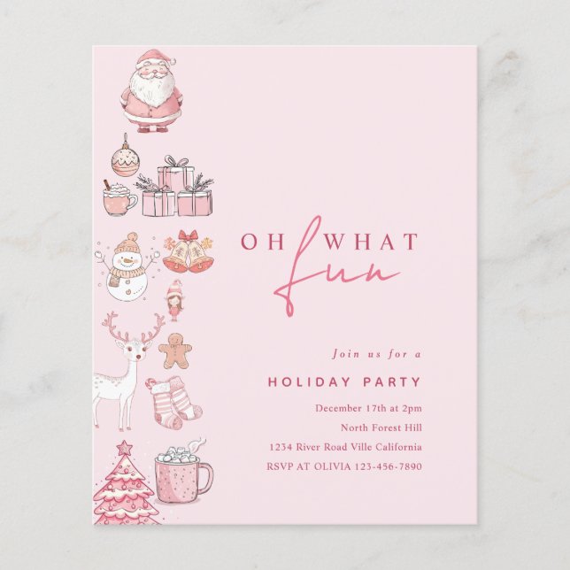 Papier BUDGET Moderne Blush Rose Fête de Noël (Devant)