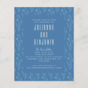 Papier Budget Moderne Boho Floral Line Art Blue Mariage