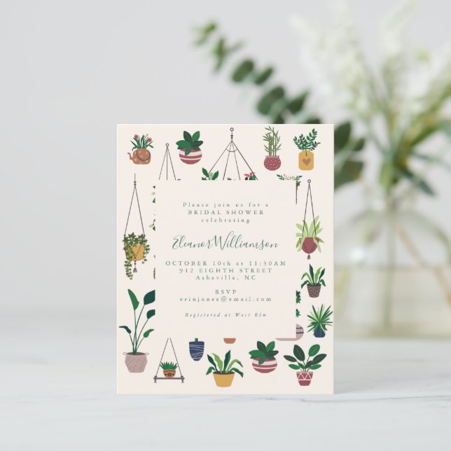 Papier Budget Moderne Boho Plantes Fête des mariées (Debout devant)