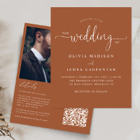 Budget Moderne Boho Terracotta Photo Mariage Invit