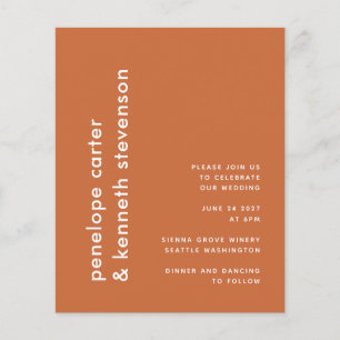 Papier Budget Moderne Burnt Orange Simple Mariage Invitat