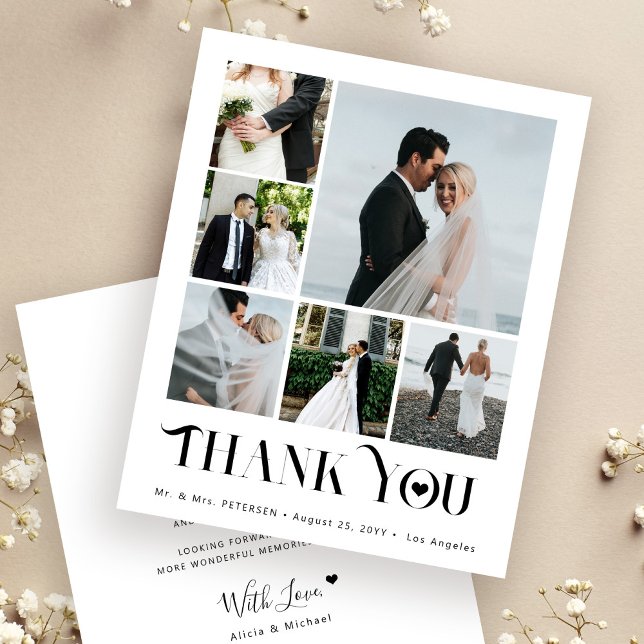 Papier Budget moderne collage multiphoto mariage merci (Créateur téléchargé)