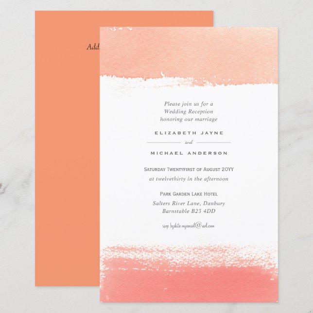 Papier BUDGET Moderne Couleur Laver Mariage Inviter A9 (Devant / Derrière)