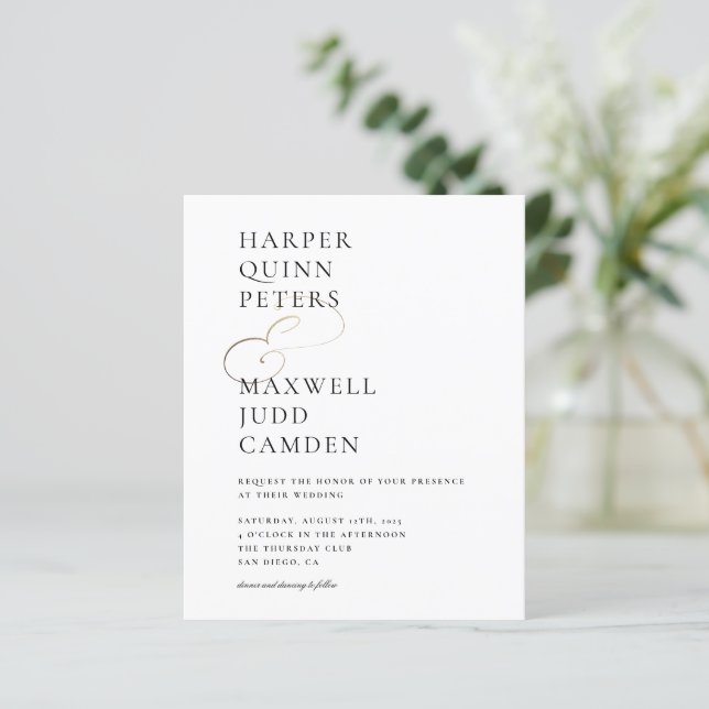 Papier Budget Moderne Elégant Noir & Blanc Mariage Invita (Debout devant)