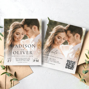 Papier Budget moderne élégant QR Code 2 Mariage photo