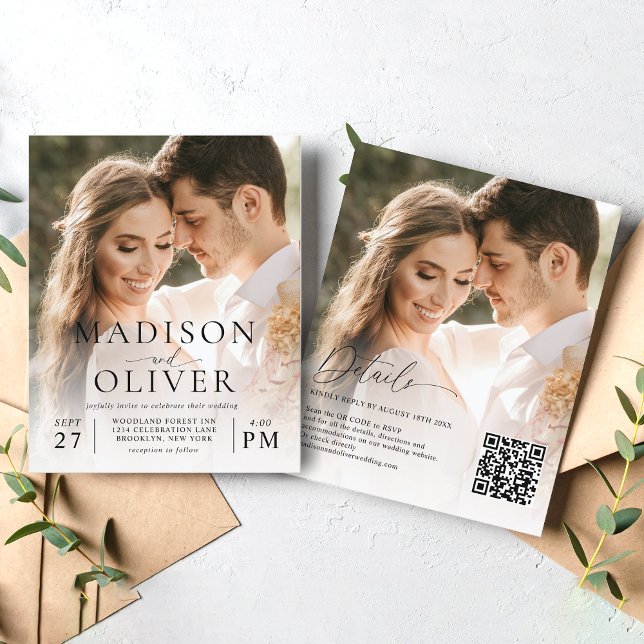 Papier Budget moderne élégant QR Code 2 Mariage photo (Créateur téléchargé)