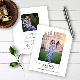 Papier BUDGET Moderne Élégant Script Graduation Photo