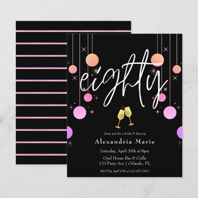 Papier Budget Moderne Étincelle 80e fête d'anniversaire (Devant / Derrière)