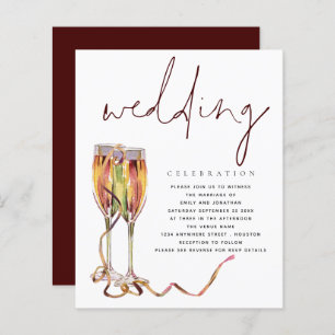 Papier Budget Moderne Faire-part de mariage Champagne