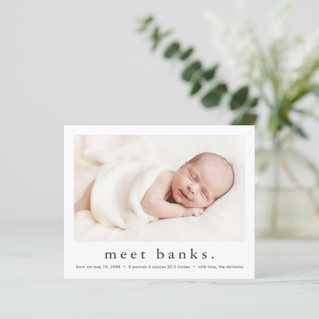 Papier Budget moderne Faire-part de naissance photo bébé (Debout devant)