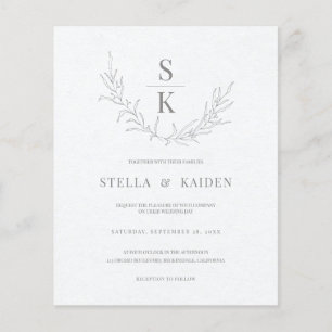 Papier Budget Moderne Feuillage Faire-part de mariage