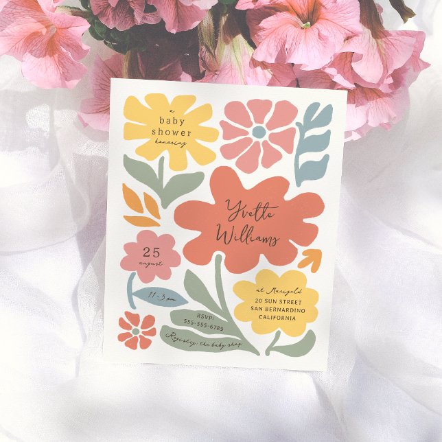 Papier Budget Moderne Fleurs Baby shower illustré (Créateur téléchargé)