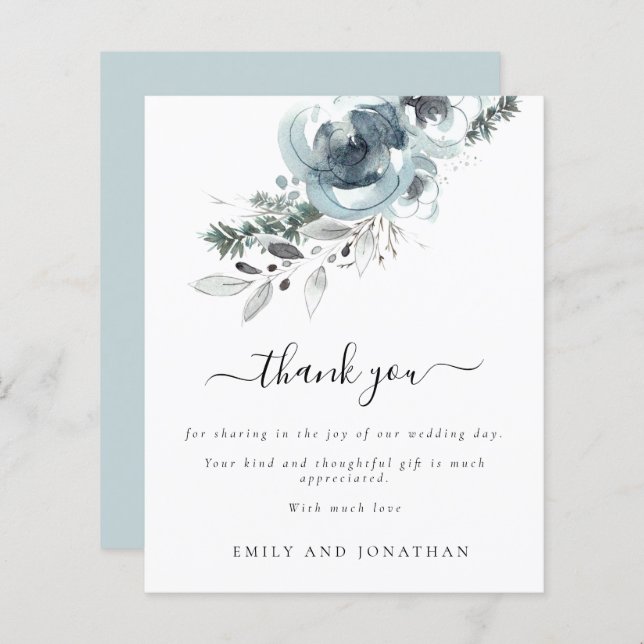 Papier Budget Moderne Fleurs de Noël Mariage Merci (Devant / Derrière)