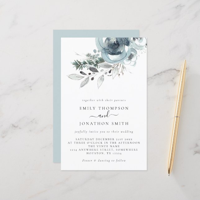 Papier Budget Moderne Florals Faire-part de mariage de No (Devant/Arrière en situation)