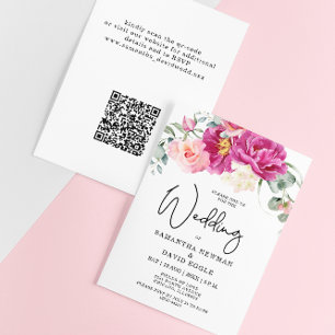 Papier Budget moderne Fuchsia rose Floral Mariage de code