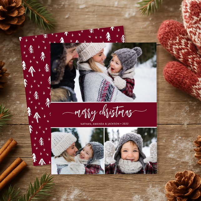 Papier Budget moderne Joyeux Noël Photo Collage Card (Créateur téléchargé)