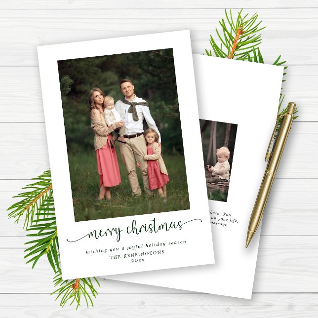 Papier BUDGET Moderne Joyeux Noël Photo de Vacances (BUDGET Modern Merry Christmas Holiday Photo Cards)