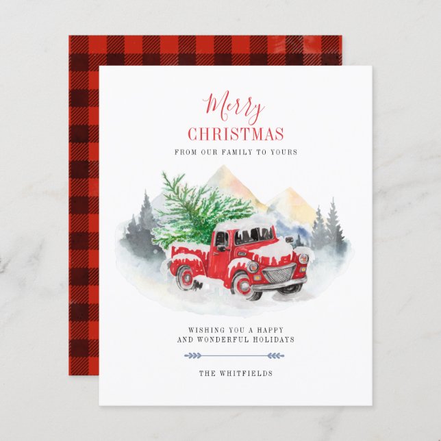 Papier Budget moderne Joyeux Noël Rouge Camion Buffalo (Devant / Derrière)