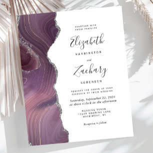Papier Budget Moderne Mauve Argent Agate Mariage Invitati