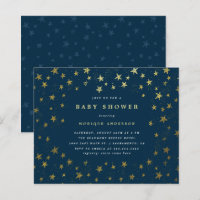 Budget moderne Midnight Blue Gold Stars Baby showe