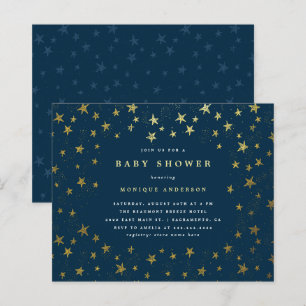 Papier Budget moderne Midnight Blue Gold Stars Baby showe