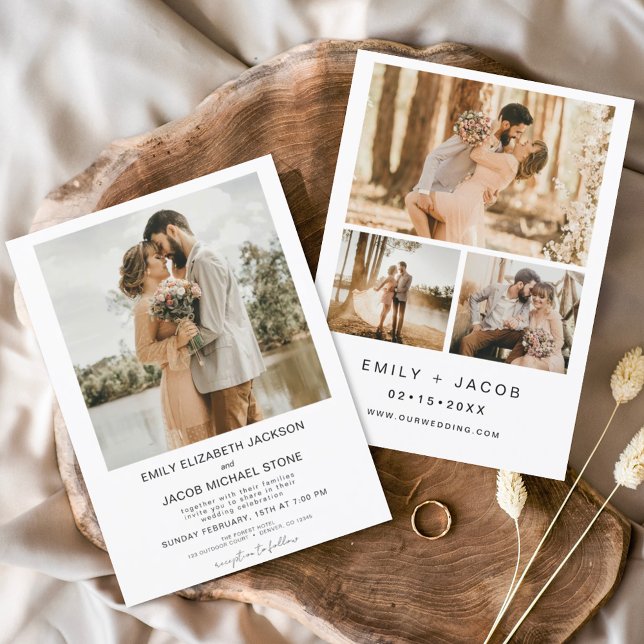 Papier Budget Moderne Minimaliste Mariage Photo Blanc 4 (Créateur téléchargé)