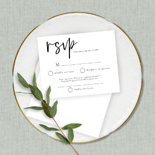 Papier Budget Moderne Noir et Blanc Mariage RSVP