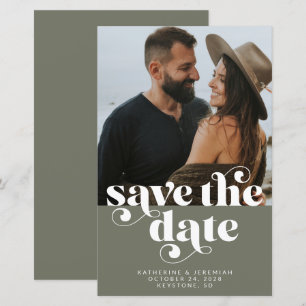 Papier BUDGET Moderne Olive Green Photo Sauvez la date