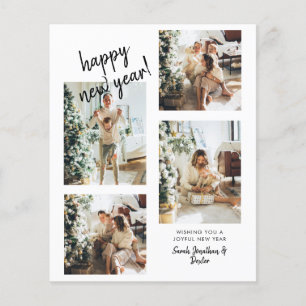 Papier BUDGET Moderne pinceau Script 4 Photo Bonne Année