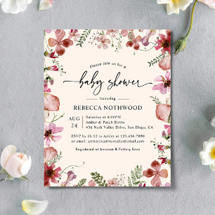 Papier Budget Moderne Pink Baby Girl Douche Invitation