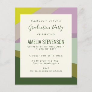 Papier Budget Moderne Purple Green Graduation Invitation
