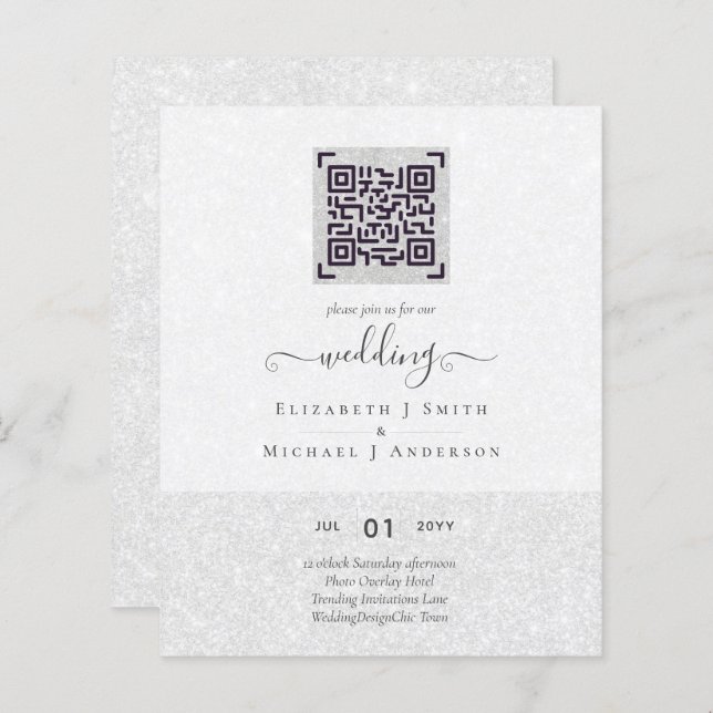 Papier BUDGET Moderne QR Scanning Code Mariage Invite (Devant / Derrière)