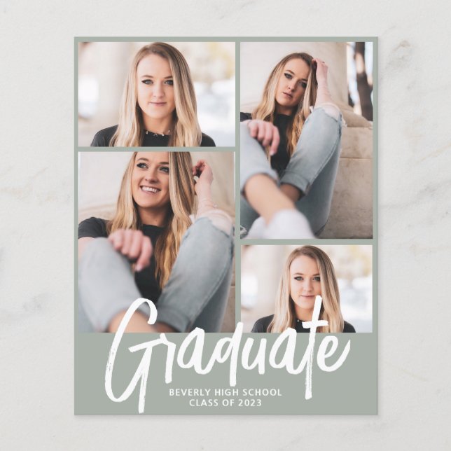 Papier Budget Moderne Quatre Photo Script Graduation | Sa (Devant)