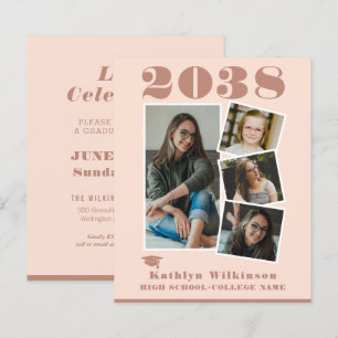 Papier BUDGET Moderne Rose rose 4 Photo Simple Invitation