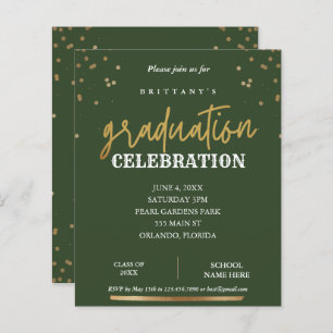Papier Budget Moderne Sage de Script & Gold Invitation