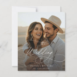 Papier Budget Moderne Script Boho Photo Wedding Invite