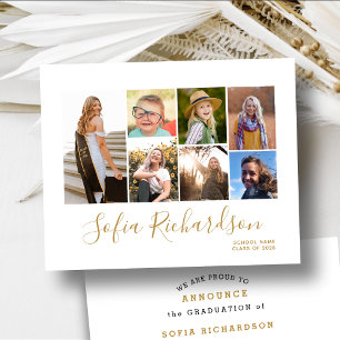 Papier BUDGET Moderne Script or Photo Grad Faire-part