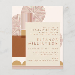 Papier Budget Moderne Terracotta Graduation Invitation