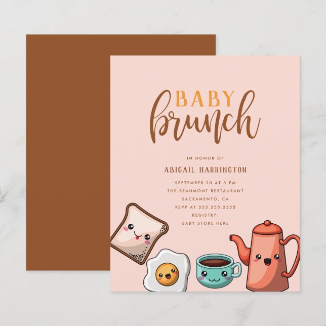 Papier Budget Moderne Typographie Kawaii Baby Brunch (Devant / Derrière)
